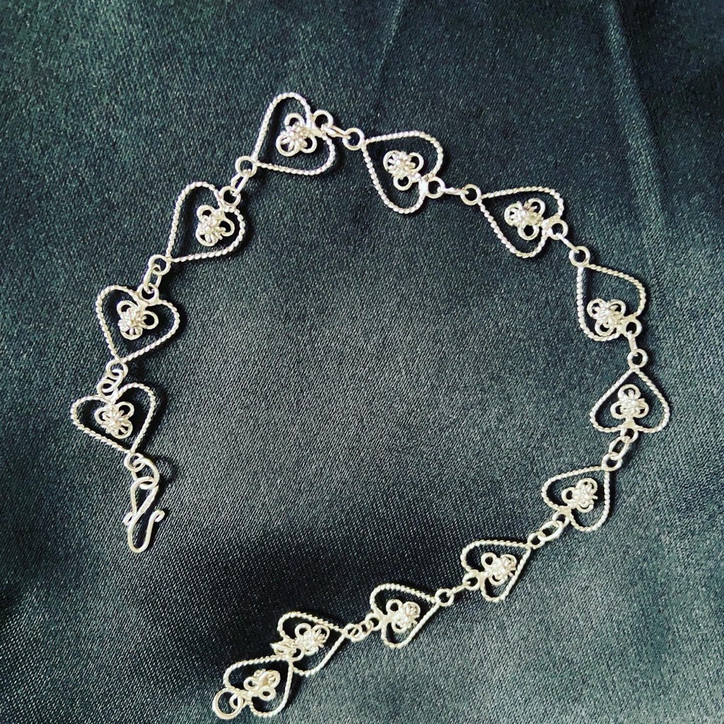 Vintage Sterling Silver Heart Link Bracelet